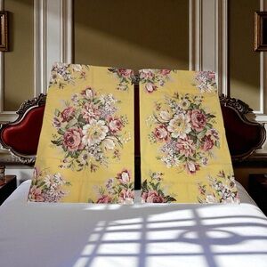 Set 2 Ralph Lauren Sophie Brooke Cottage Standard Pillow Cases Yellow Floral
